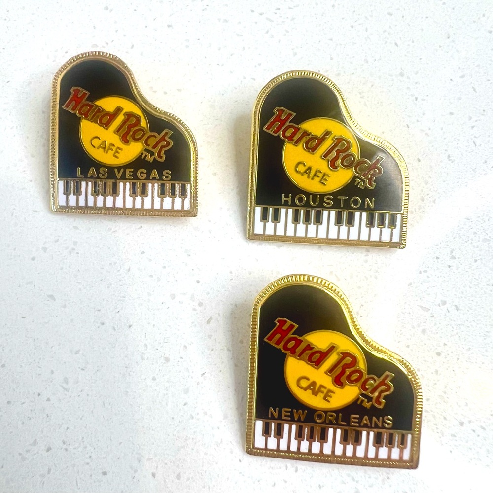 Hard Rock Cafe Piano Pins New Orleans Las Vegas and Houston Collectible